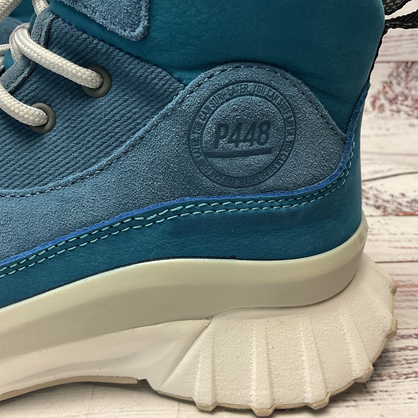 P448 Viking High Top Blue Suede High Top Sneaker Boot Women Size 6.5