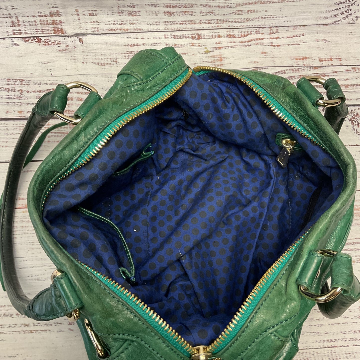 Rebecca Minkoff Green Leather Handbag Purse 13"x7"x8"