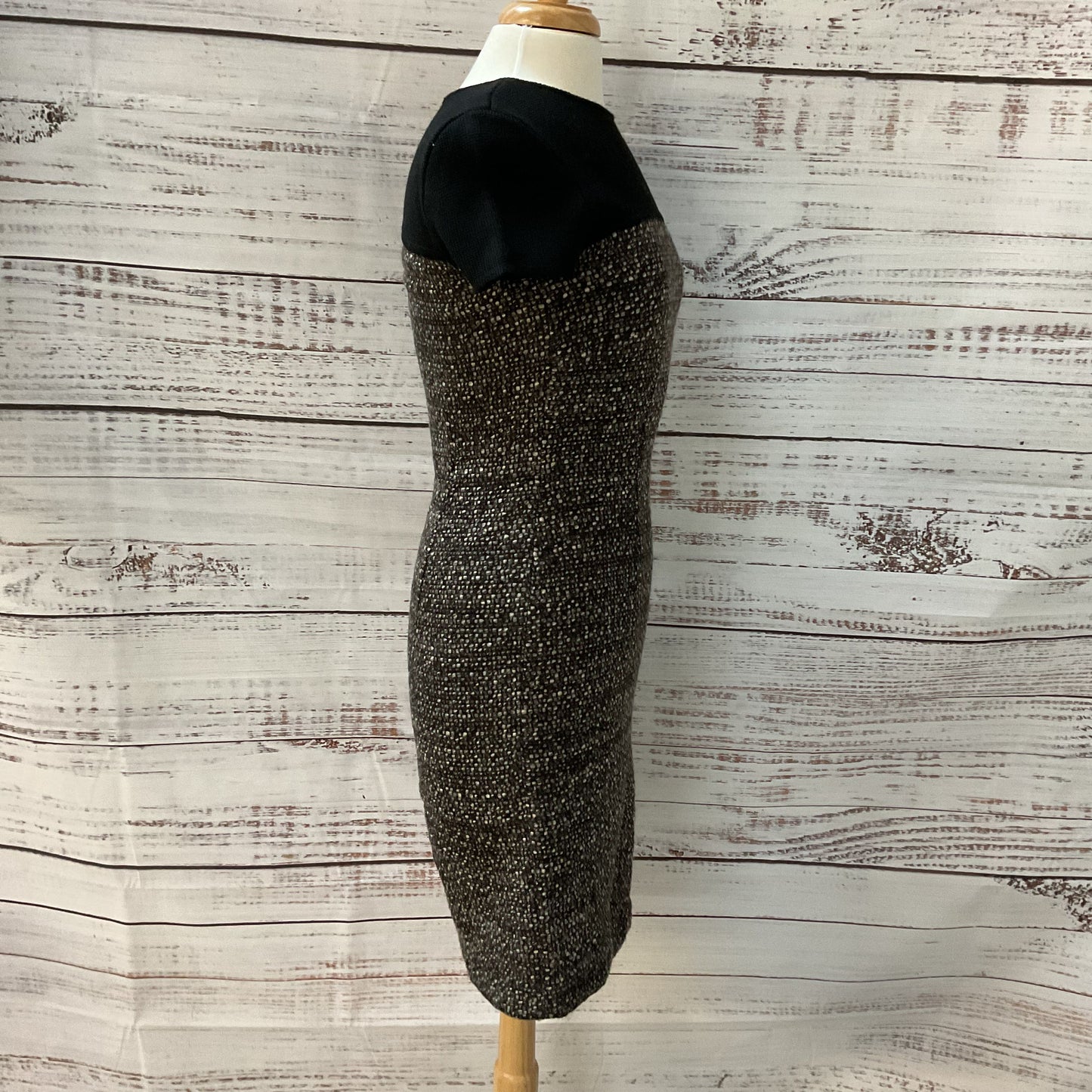 Brooks Brothers Boucle Wool Blend Tweed Brown Grey Dress - Size 2