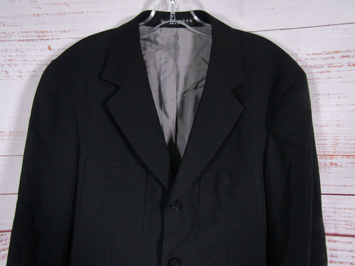 Vintage Hugo Boss Men's Black Wool Blazer Jacket Size 40 Made in Germany