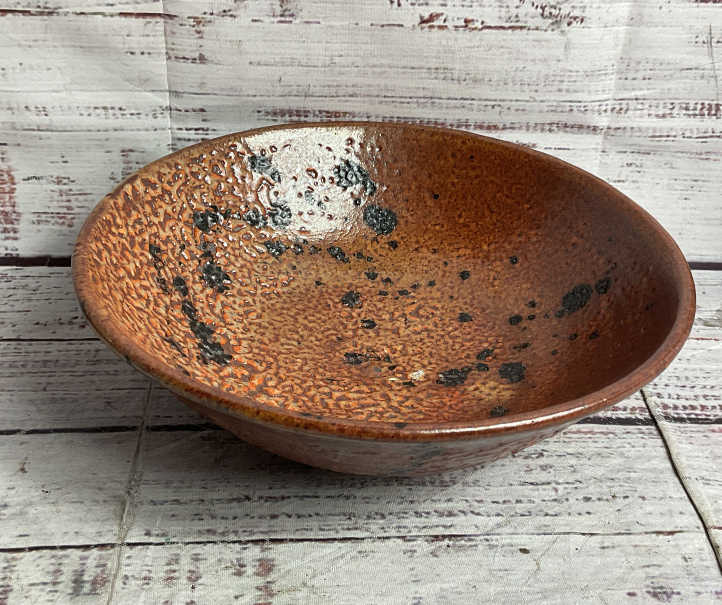 Handmade Speckled Glazed 6.5" Signed Bowl Copper Brown