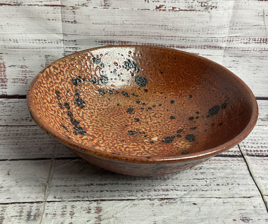 Handmade Speckled Glazed 6.5" Signed Bowl Copper Brown