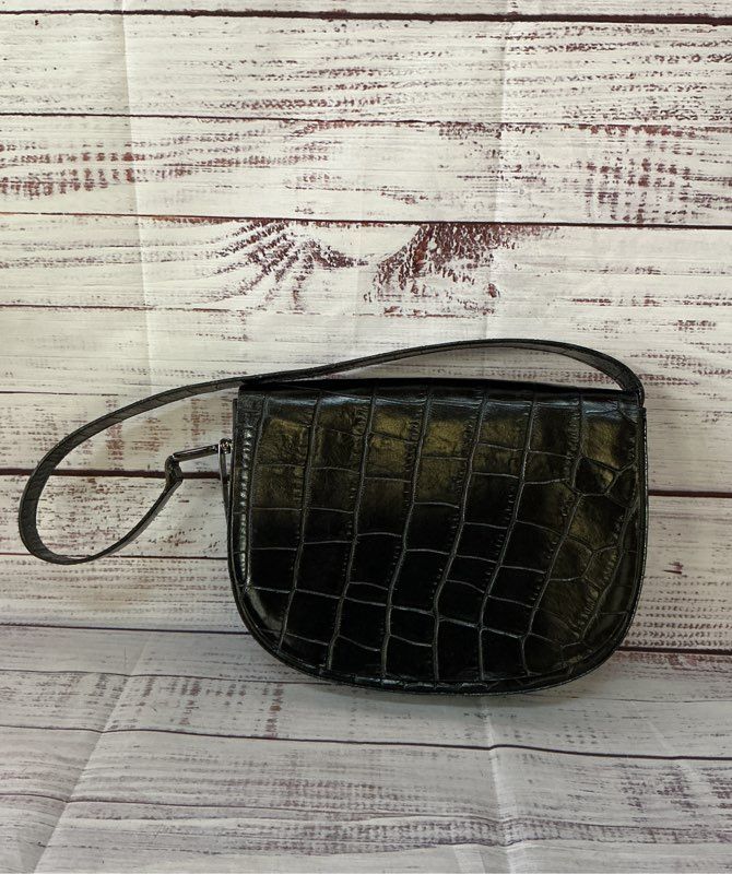 Francesco Biasia Black Crocodile Embossed Shoulder Bag GREAT CONDITION!