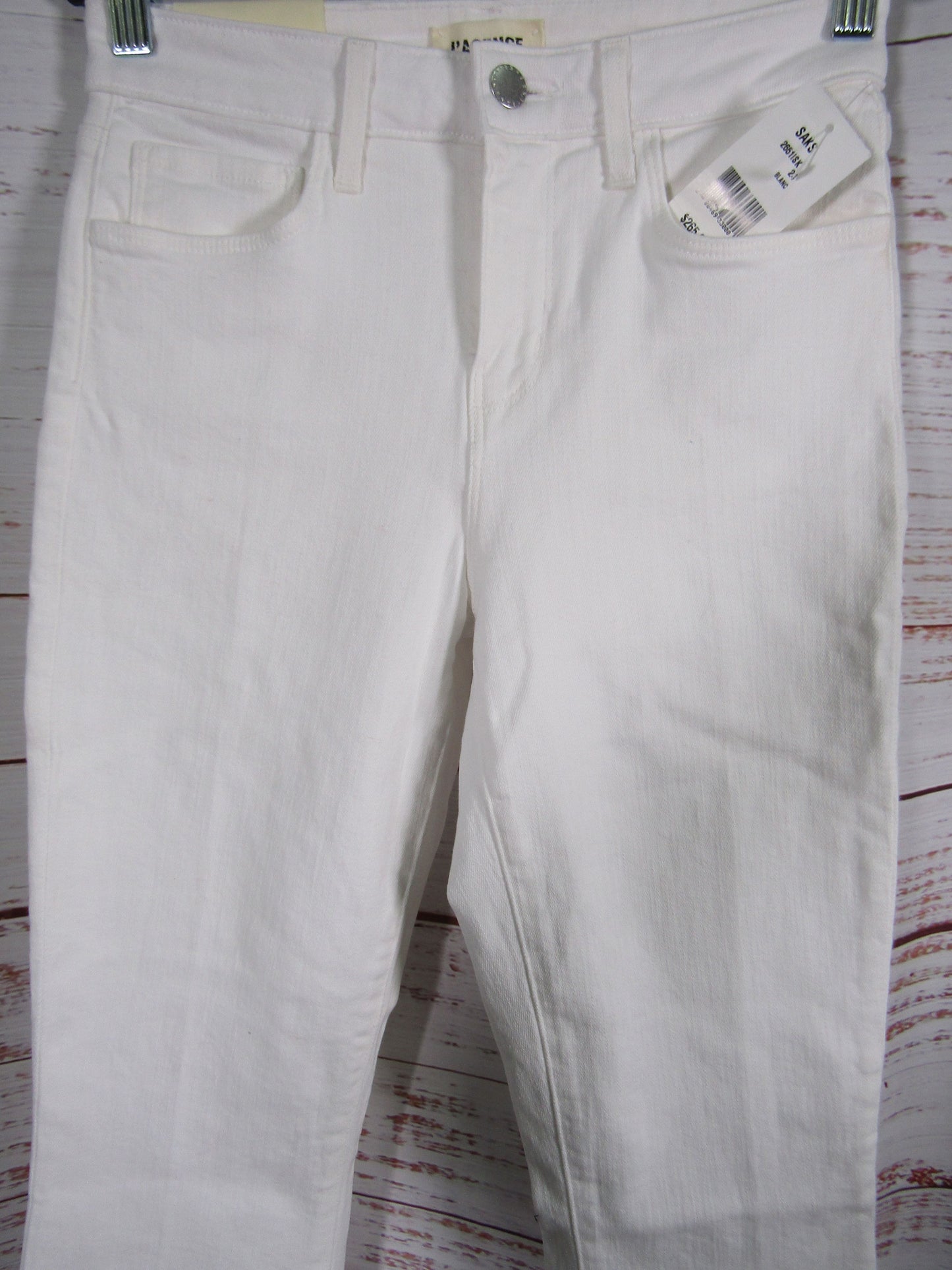 L'Agence Kendra Women's White High Rise Cropped Flare Jeans Size 24