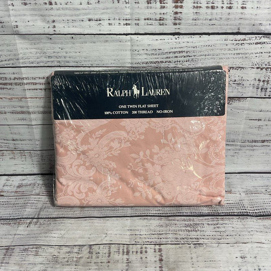 VTG. Sealed Ralph Lauren Avery Pink Paisley 100% Cotton Twin Flat Sheet