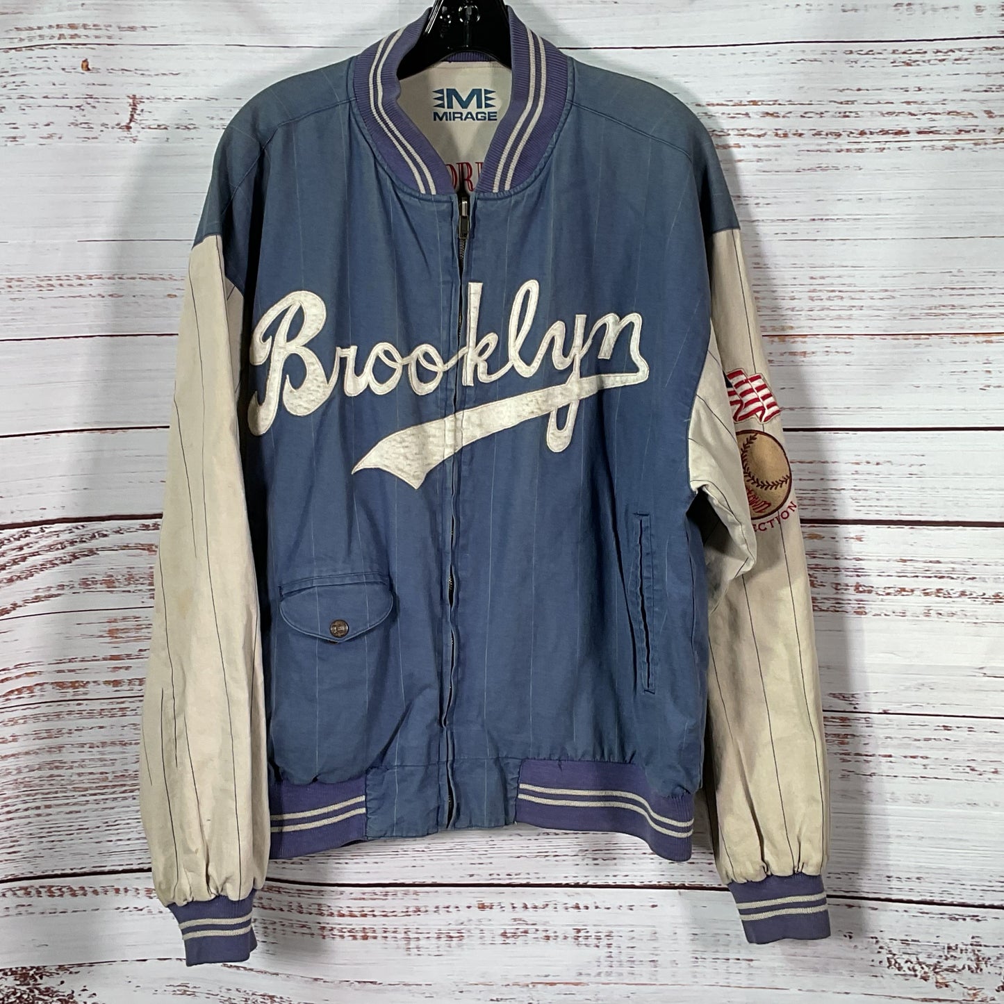 VTG. COPPERTOWN Collection Brooklyn Dodgers Reversible Bomber Jacket- SZ M