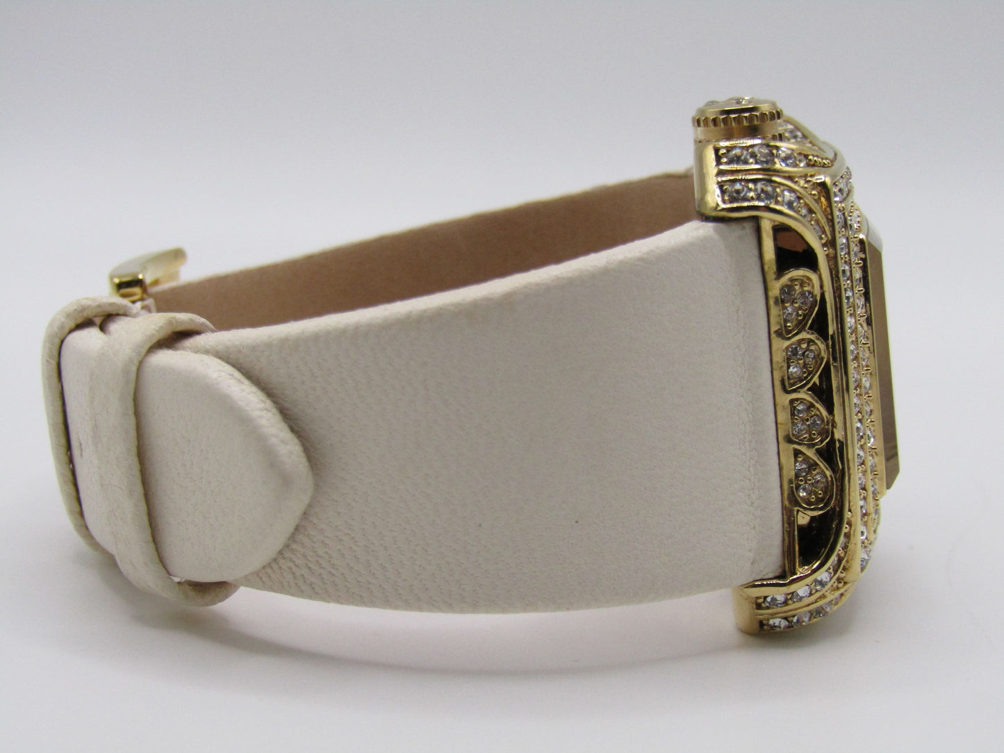 Badgley Mischka Women's Gold Plated Crystal Accent Quart Watch