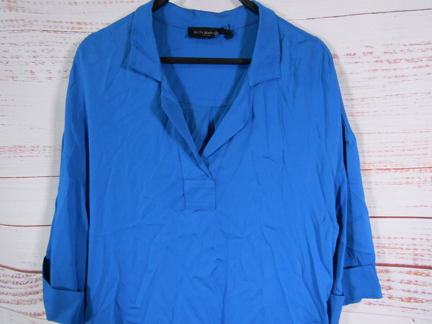 Piazza Sempione Women's Blue Collared Tunic Dress Size 42 Made in Italy