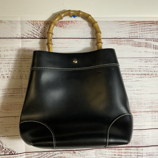 GLAMOROUS Women's Black Faux Leather Satchel/Top Handle Bag