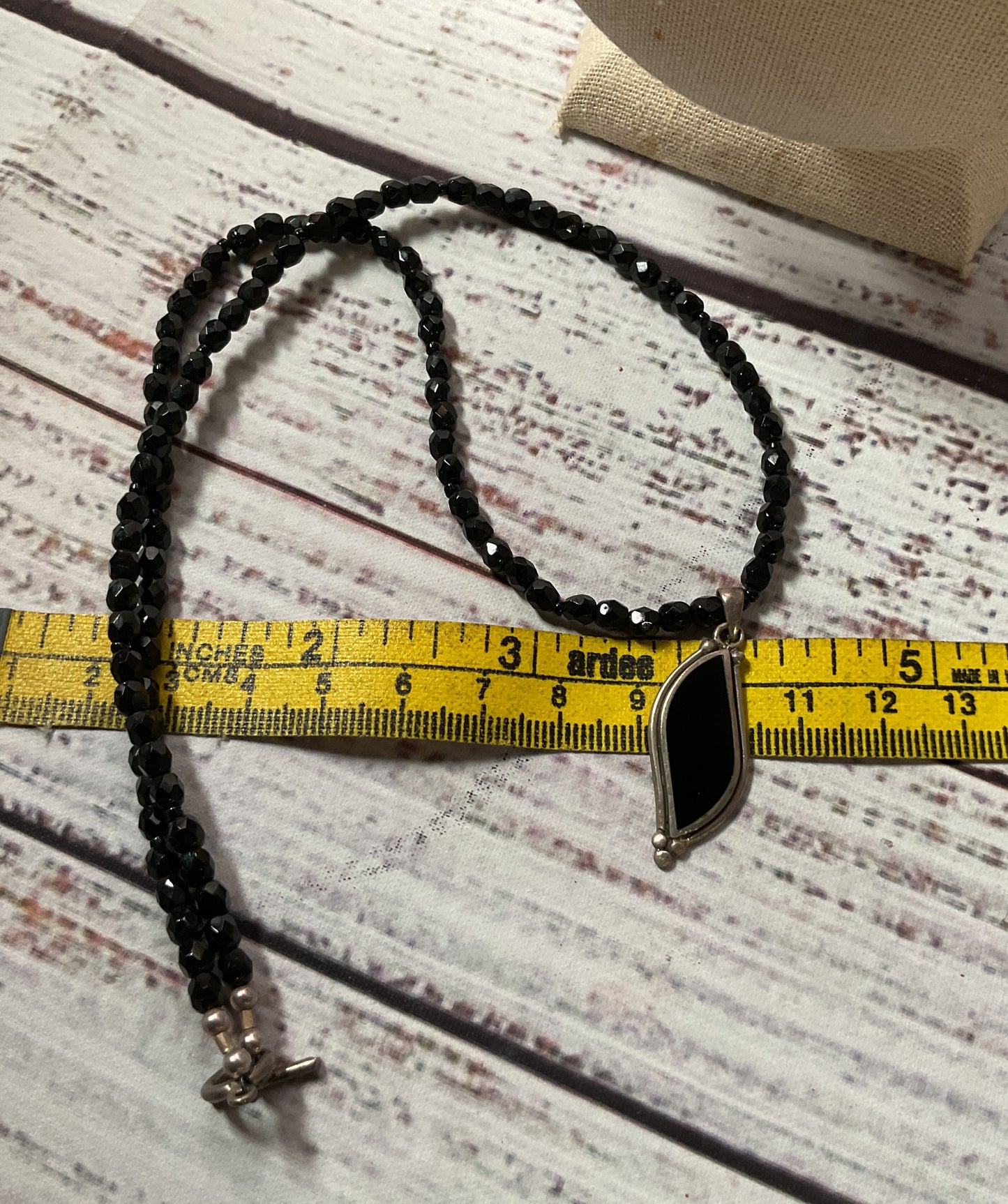 Black Onyx Beaded Sterling Silver Vintage Necklace