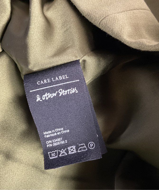 & Other Stories Fitted Single Breasted Blazer Skirt Pants Suit Set Olive Green 4