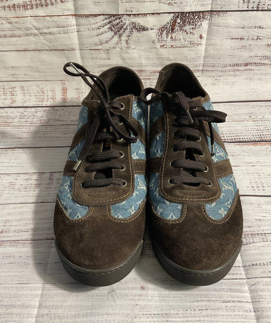Louis Vuitton Monogram Sneaker Denim Brown Suede Men's Size 10.5