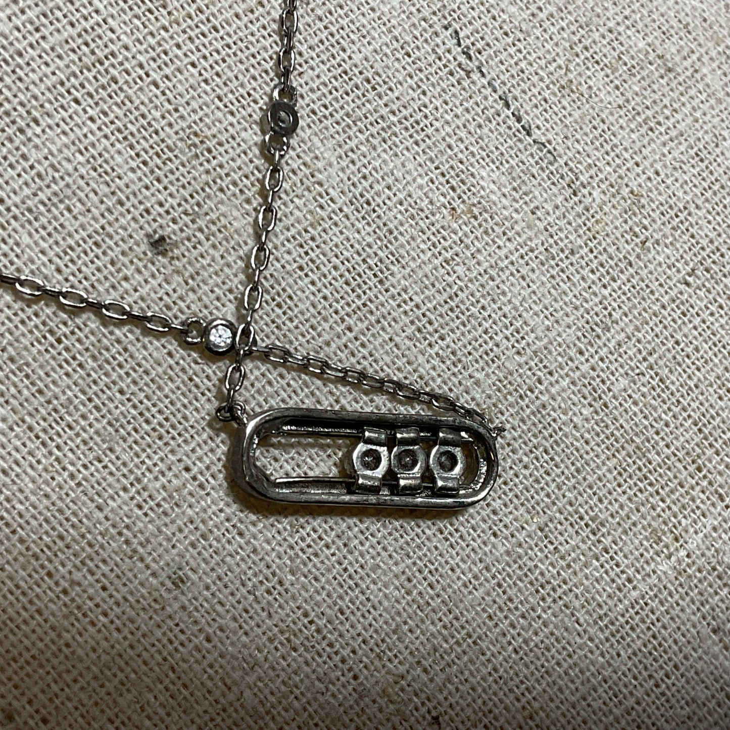 MESSIKA X GIGI HADID Silver Tone & Rhinestone Pendant Necklace-18"