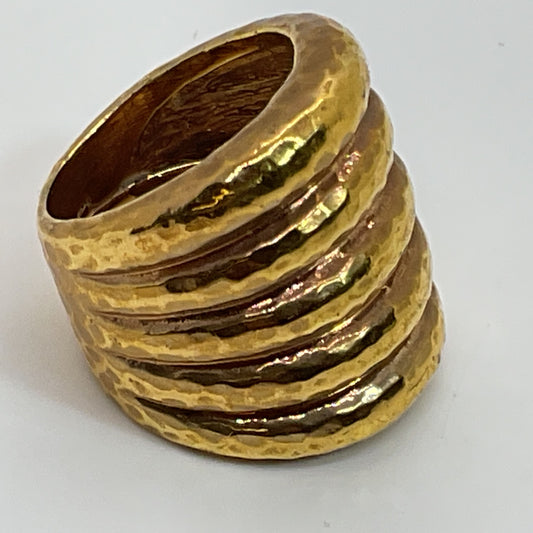 VTG. Gold Tone Brass Statement Ring- SZ 8