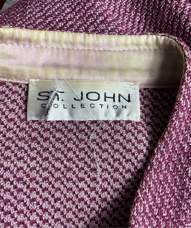 St John Tweed Knit Button Down Jacket Multicolor