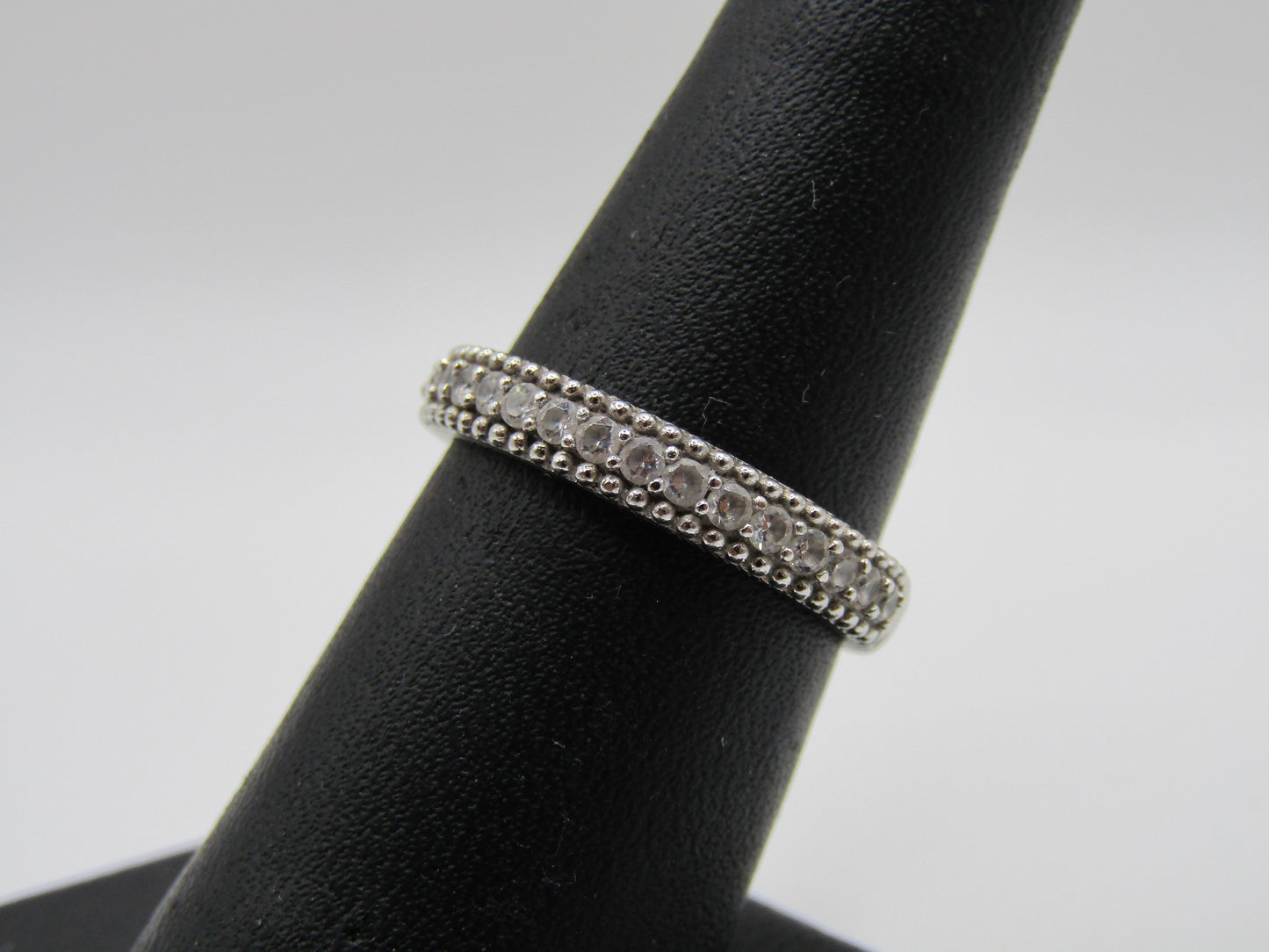 Judith Ripka Sterling Silver Cable Half Eternity Ring Size 7.5