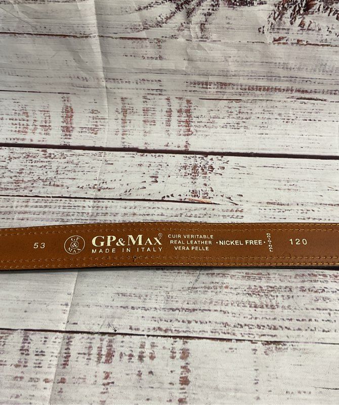 GP & Max Italian Leather Vera Pelle Men's Blue & Brown Leather Belt Size 53