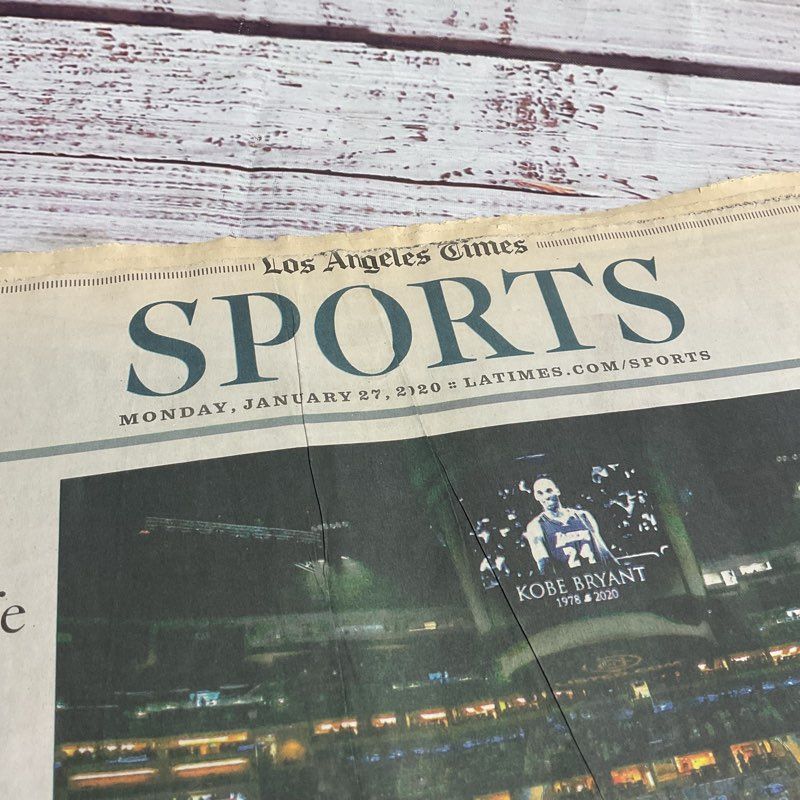 Kobe Bryant Death Tribute La Times Sports Section January 27th 2020
