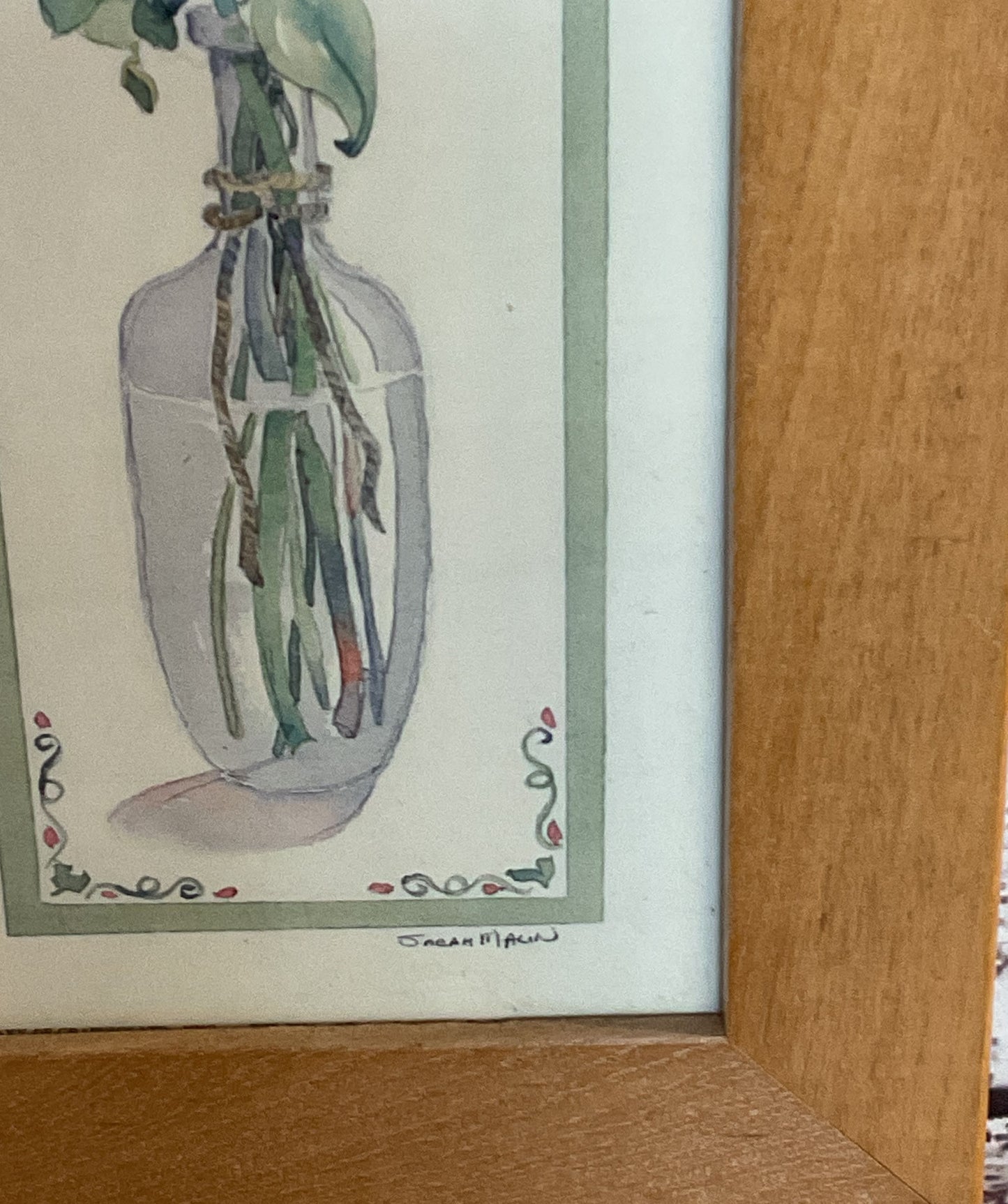 Cosmos & Gerbera Flowers in Jars Framed Print Signed by Sarah Malin