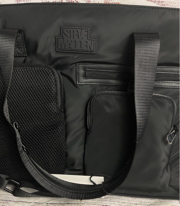 Steve Madden Brandy Utility Weekender Tote Bag Black