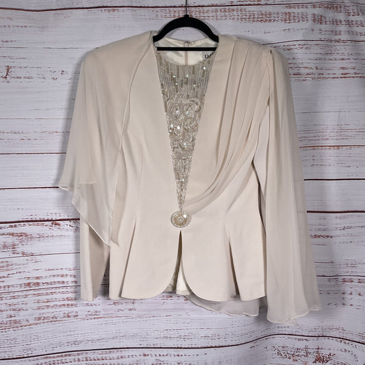 Daymor Couture Cream Beaded Sequin Jacket and Skirt Set- Size 4