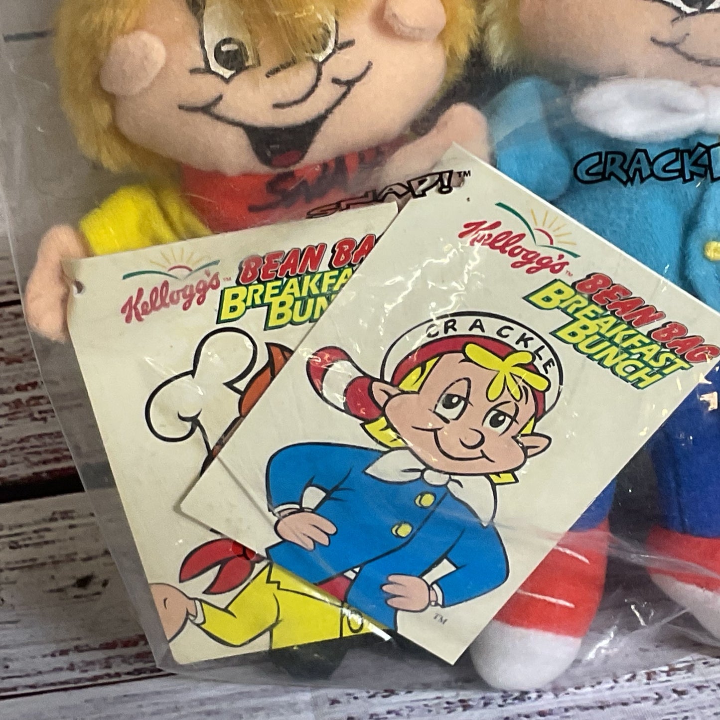 NEW VTG. Set of 3 Crackle & Design Kelloggs Collectible Plush Toys- 7"