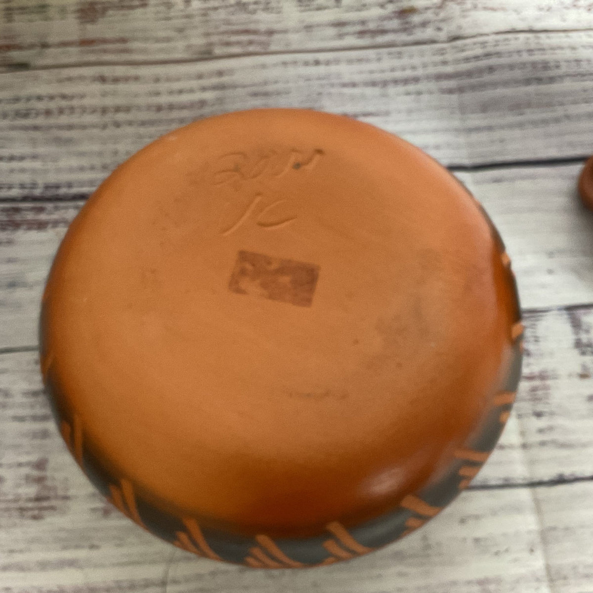 VTG. Signed ANA TRILLO & VC Etched Clay Pottery-