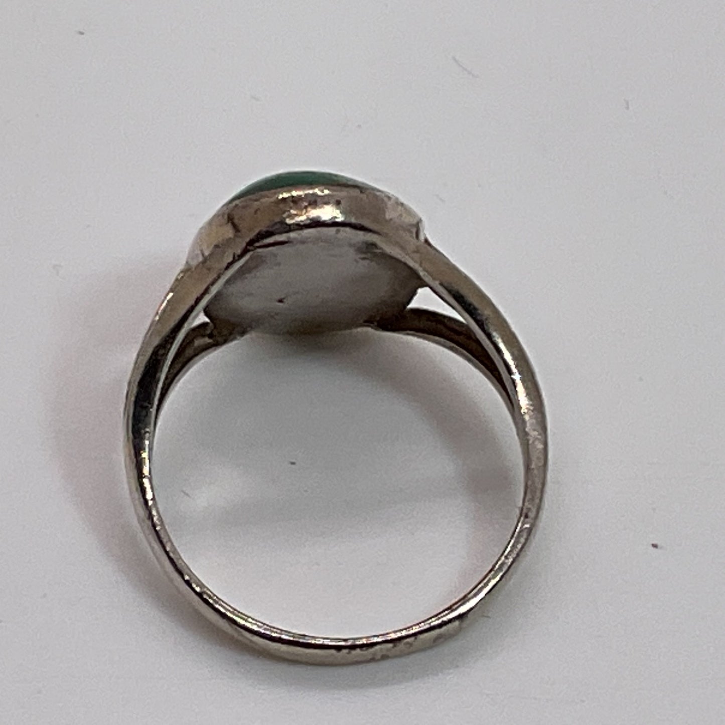 Sterling Silver & Oval Malachite Caged SZ 6.25 Ring- 3.71g