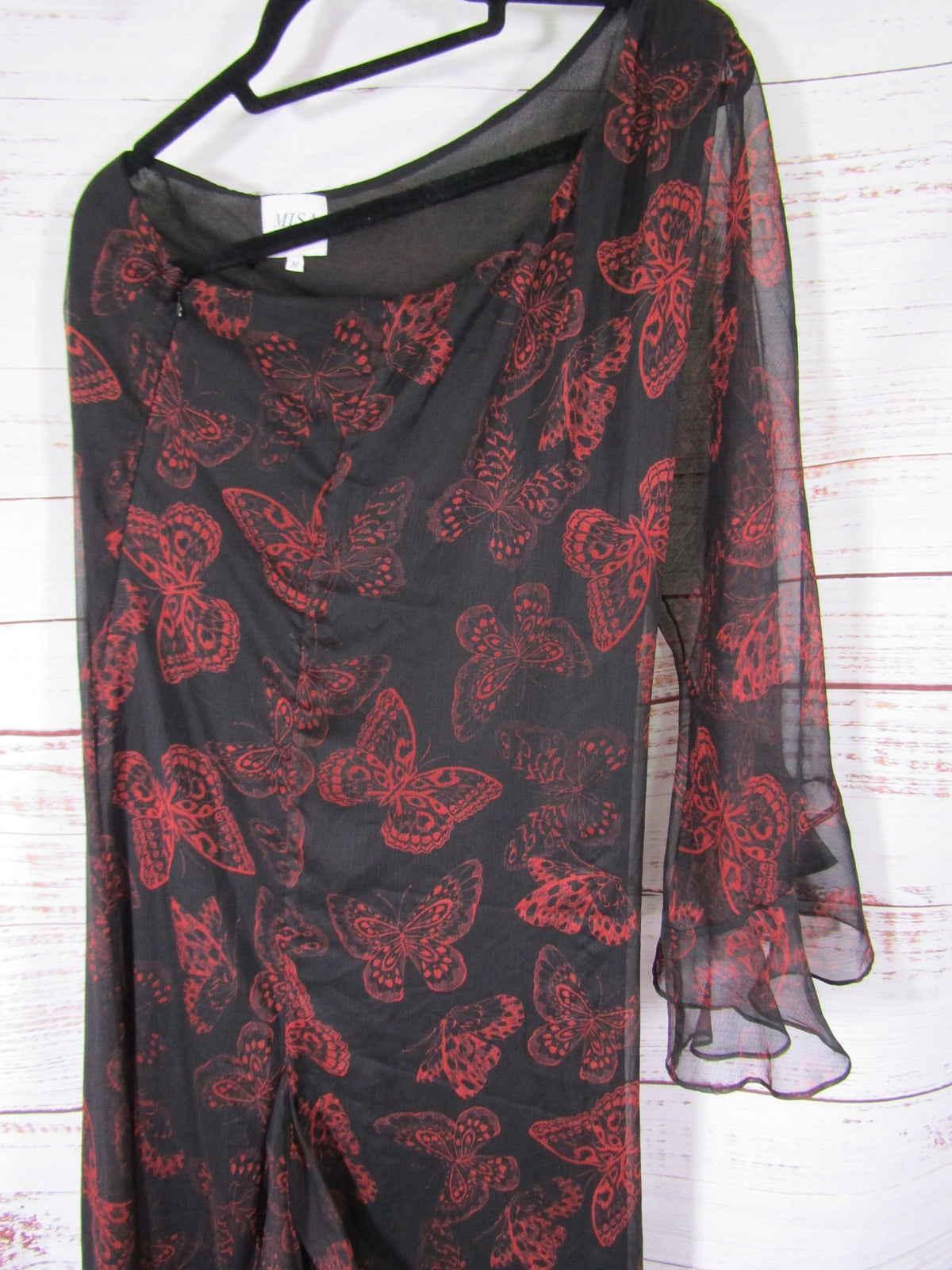 Misa Gaia Women's One Shoulder Butterfly Print Asymmetric Dress Size M