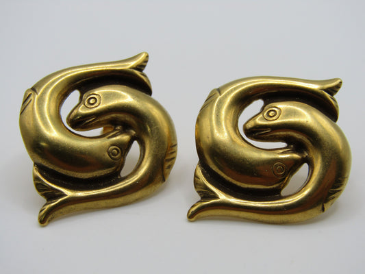 Metropolitan Museum of Art Gold Plated Entwined Dolphin Stud Earrings