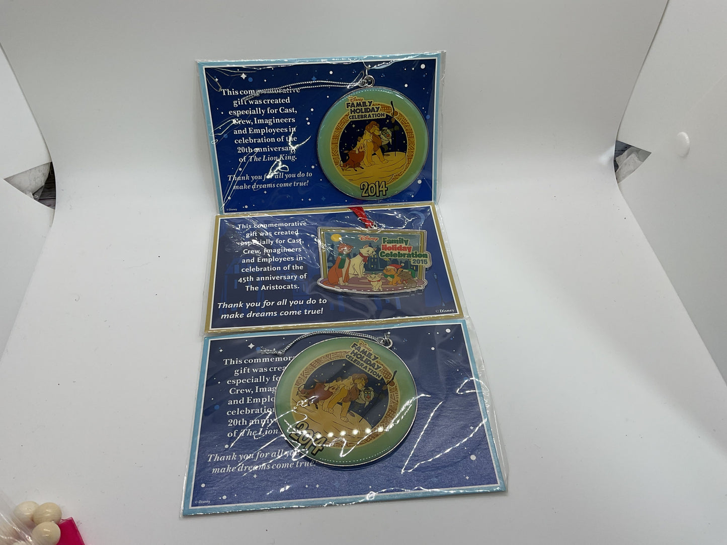 NEW 2014 & 2015 DISNEY Family Holiday Celebration Ornaments- Set of 3