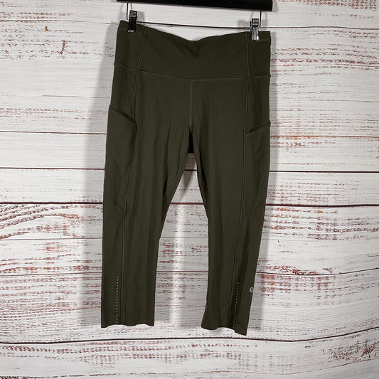 Lululemon Fast Free Crop II Olive Green Leggings Pants - Size 10