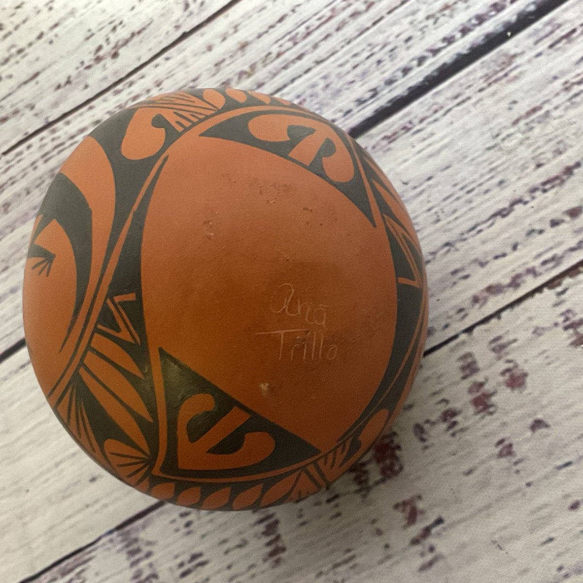VTG. Signed ANA TRILLO & VC Etched Clay Pottery-