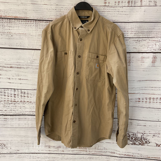 Carhartt Rugged Flex Beige Long Sleeve Button Down Shirt - Size M