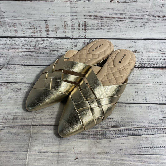 Birdies Woven Metallic Gold Mule Slip On Flats Women's Size 7