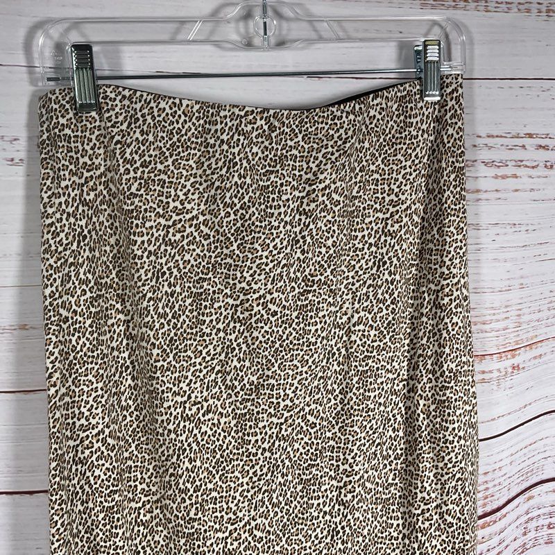 Jenni Kayne Leopard Animal Print Slip Pencil Midi Skirt - Size Medium