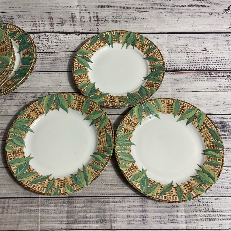 Limoges Laure Japy March Aux Herbes 7" Dessert Plates 9 pc French Porcelain Set