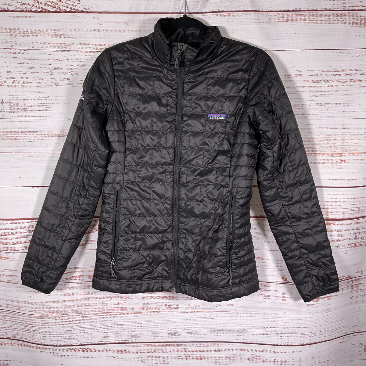 Patagonia Nano Puff Puffer Black Full Zip Jacket XS Heartflow Brand Embroidered