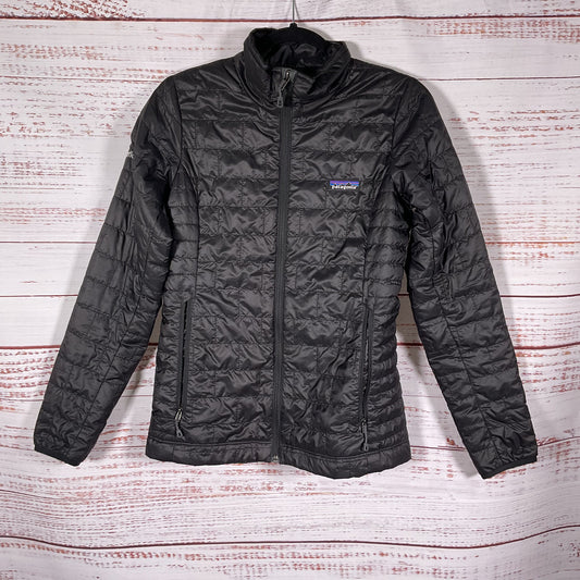 Patagonia Nano Puff Puffer Black Full Zip Jacket XS Heartflow Brand Embroidered