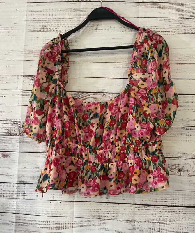 Astr the Label Red Multicolor Floral Blouse Size XL