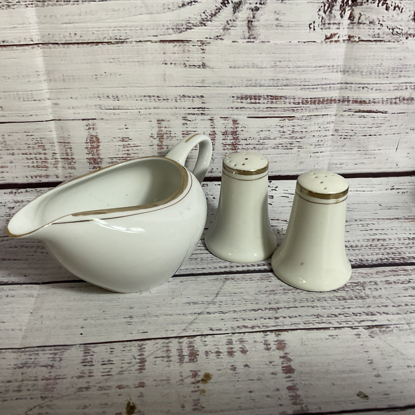 ROYALTON CHINA CO Golden Elegance Translucent Porcelain Creamer Salt & Pepper Sh