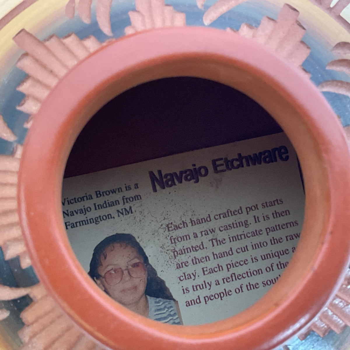 VTG. Signed ANA TRILLO & VC Etched Clay Pottery-