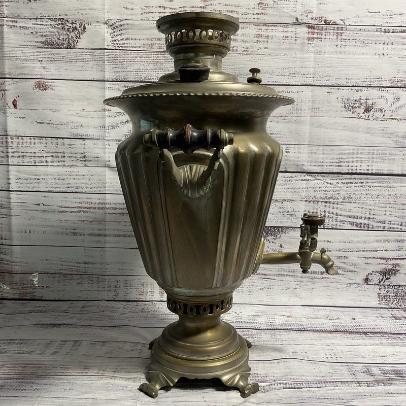 Antique Russian Brass Samovar Tea Urn By M.A. Zubov