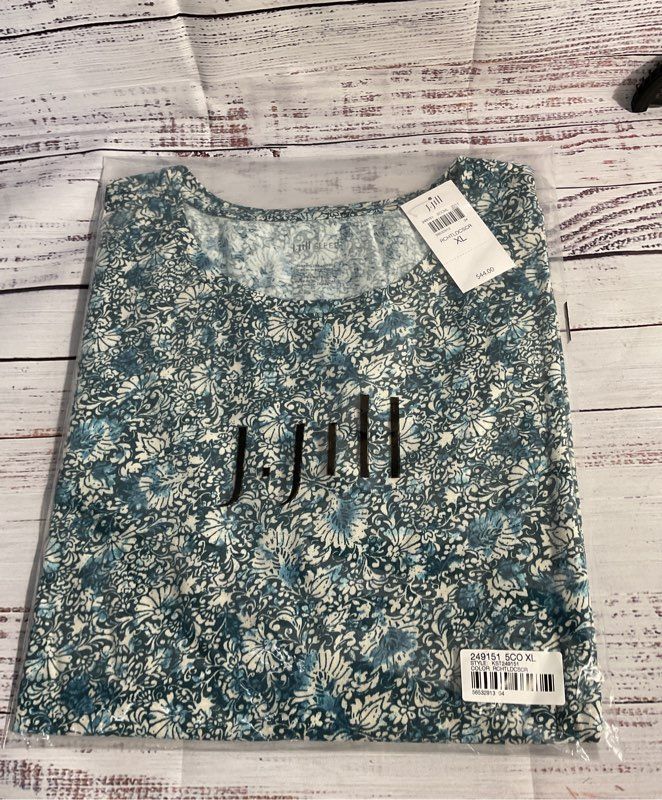 NWT Women's J Jill Sleep Floral Crew Neck Top Blouse Size XL
