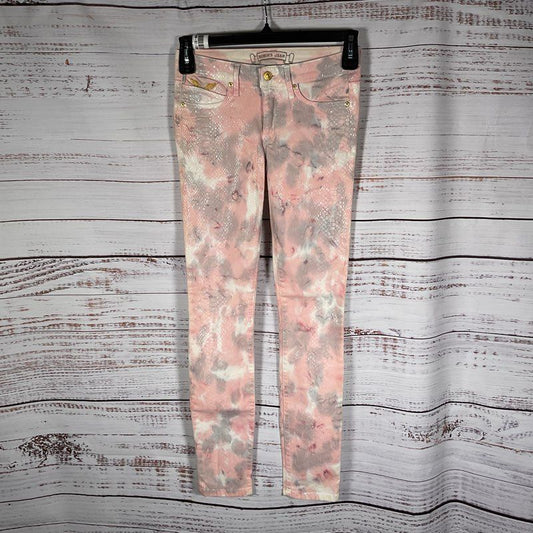 Robin's Jean Y2K Indie Sleaze Pink Tie Dye Snakeskin Denim Pants - Size 26