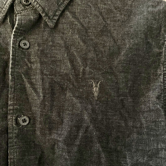 All Saints Lorella Black Corduroy long Sleeve Button Down T-shirt - Size X Small