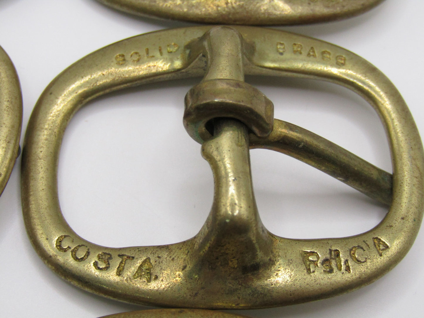 Lot of 6 Vintage Brass Belt Buckles Made in Costa Rica