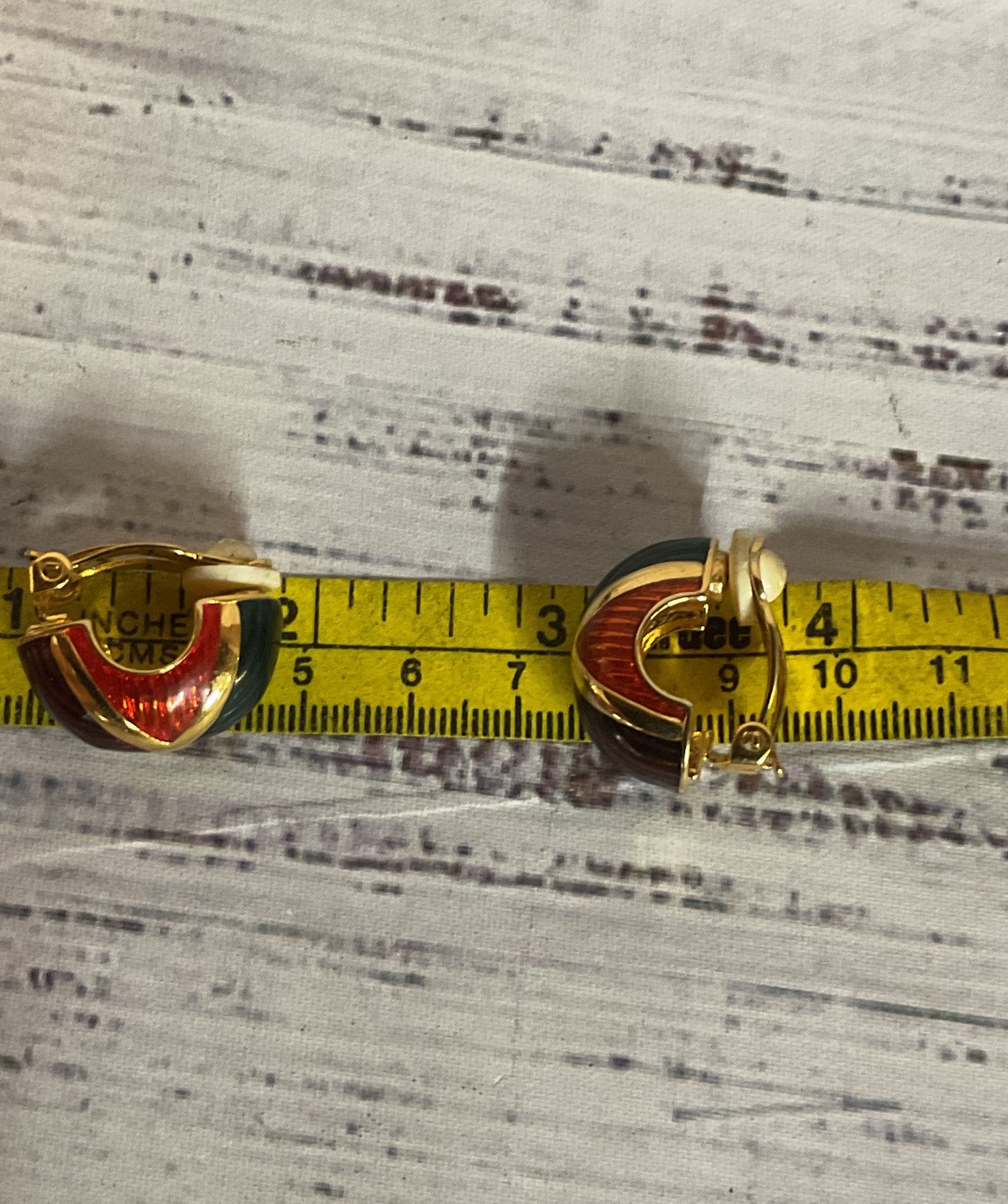 Joan Rivers Gold Tone Clip On Earrings Multi Color Enamel