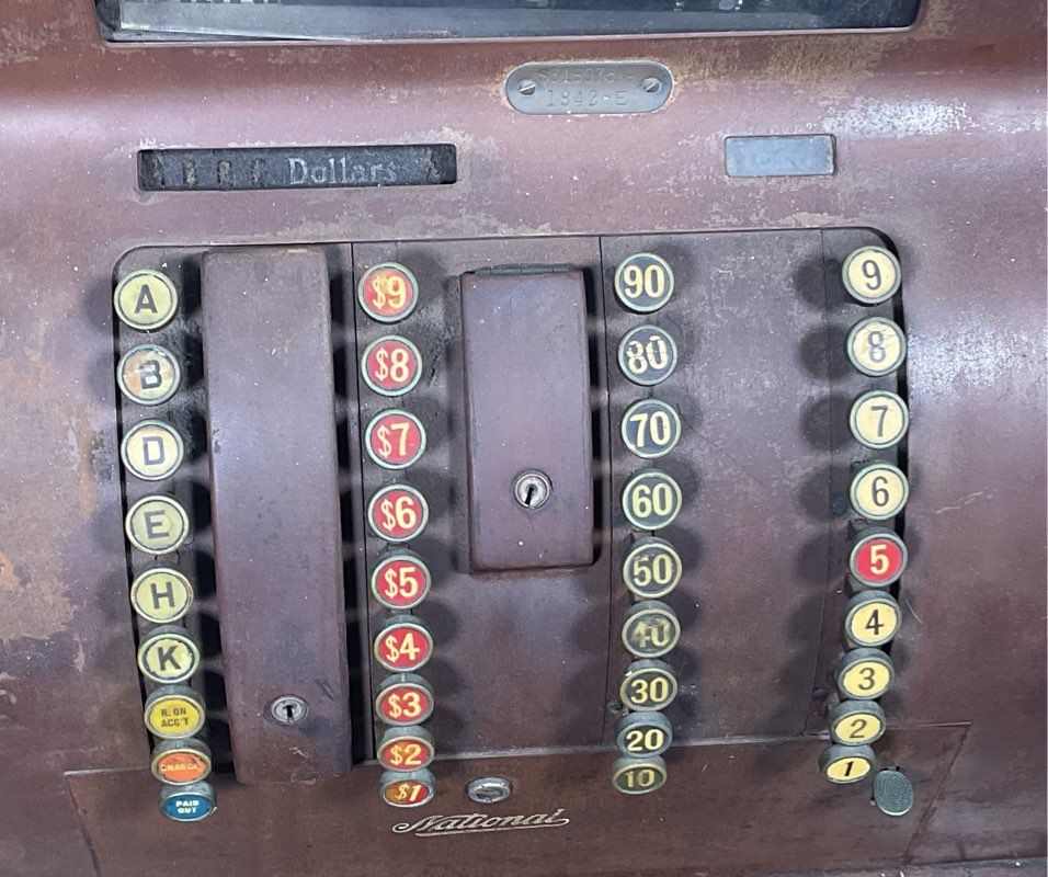 National Company Vintage Antique 21" Tall Cash Register Brown