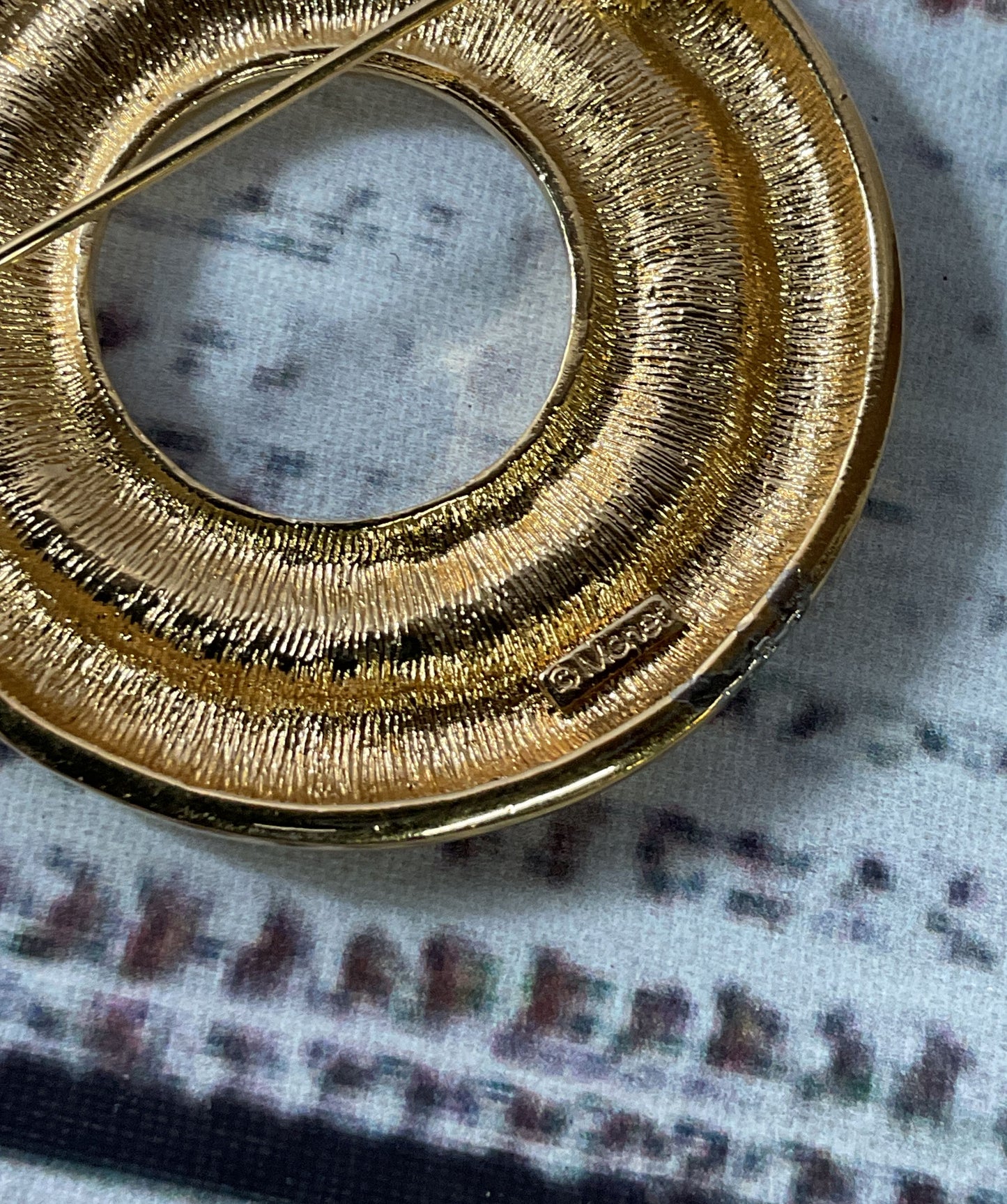 MONET Gold Tone Vintage Round Brooch